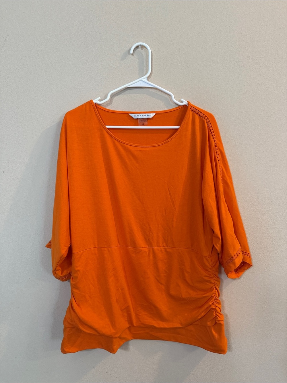 Peter Nygard Orange Scoop Neck Tunic with Side Ruching